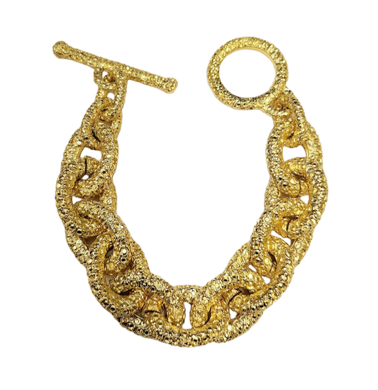 9" Gold Textured Link Toggle Bracelet