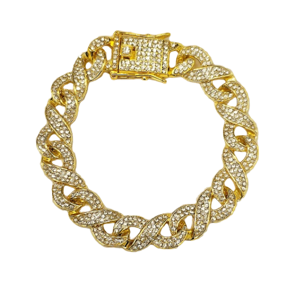 8" Gold with Crystal Figure 8 Link Chain Bracelet