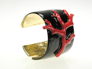 Black Enamel Medium Coral Branch Cuff