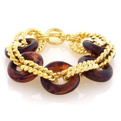 Gold and Tortoise Link Toggle Bracelet