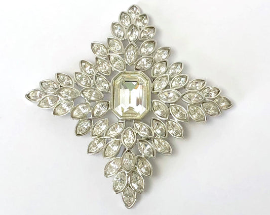 Jackie Onassis Silver and Crystals Cruciform Pin