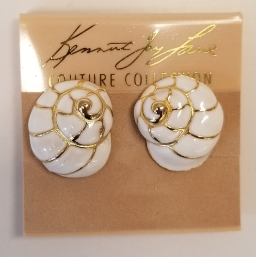 White Enamel Snail Earring