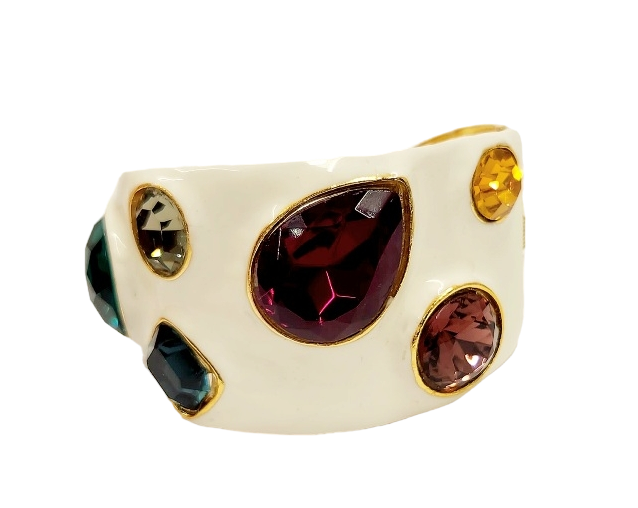 White Enamel & Multi-Color Cuff