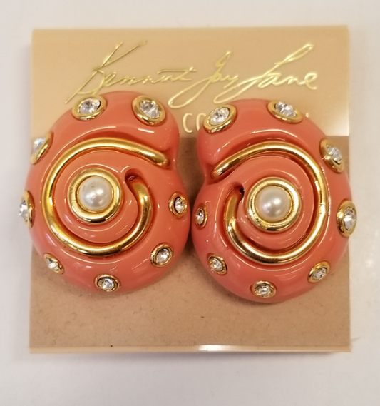 Coral Snail Clip Earring