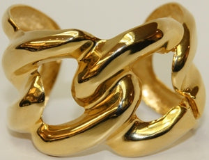 Polished Gold Link Hinged Cuff