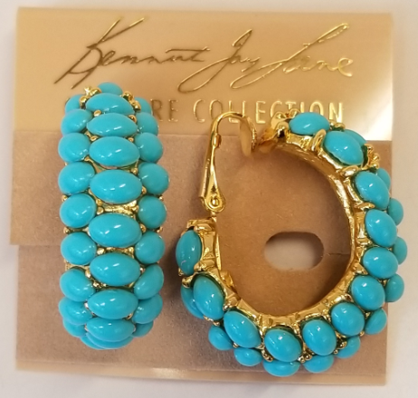 Turquoise Cabochon Hoop Clip Earring on Gold