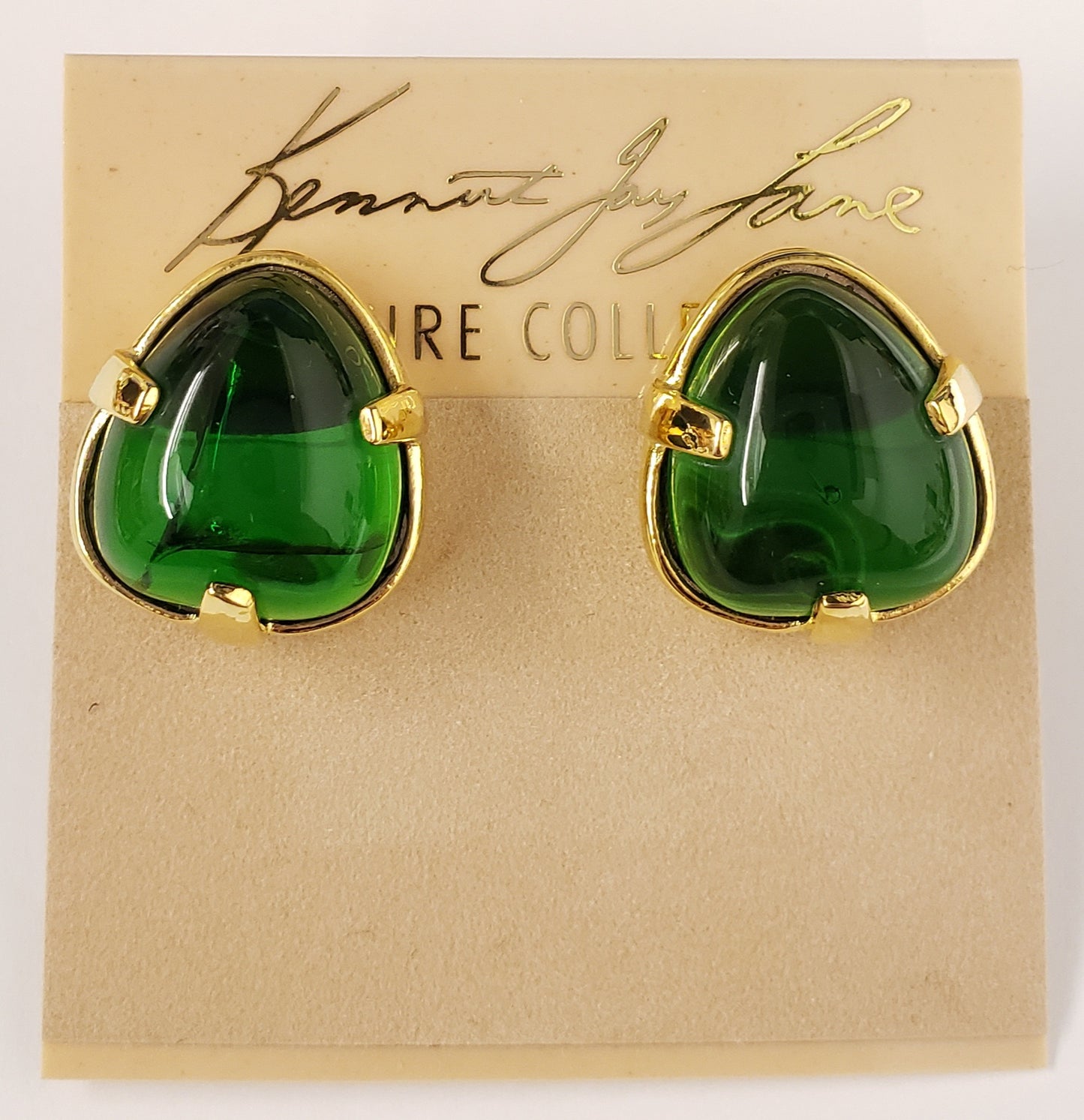 Gold Emerald Nugget Clip Earring