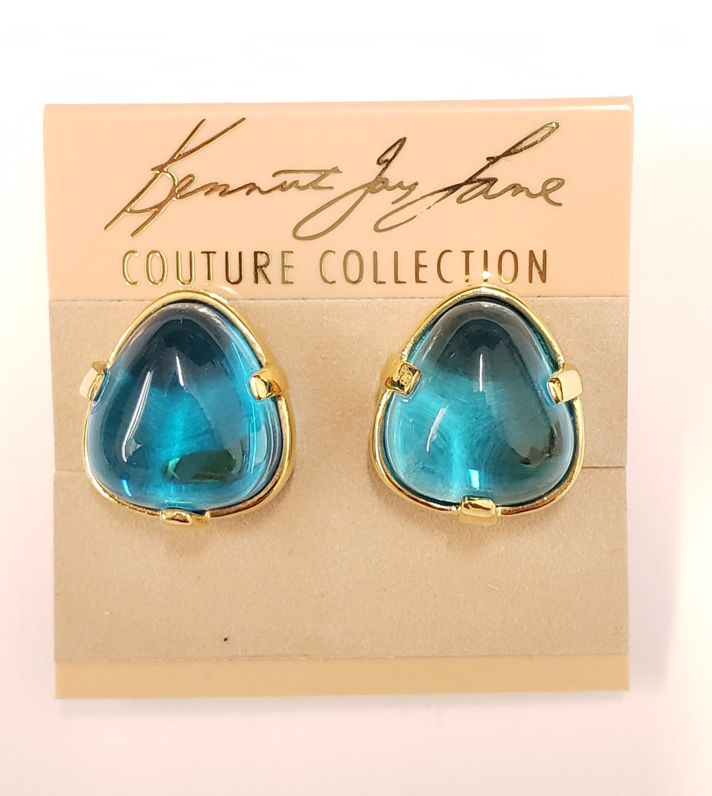 Gold Aqua Nugget Clip Earring