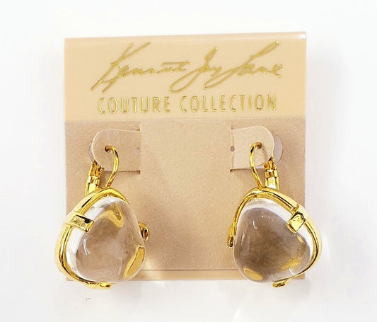 Gold Clear Nugget Eurowire Earring