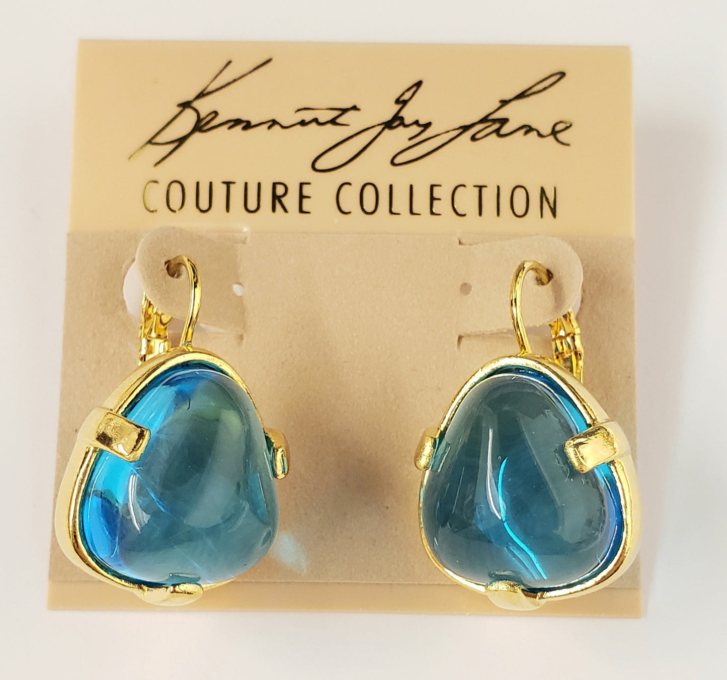 Gold Aqua Nugget Eurowire Earring