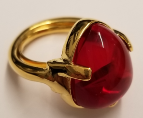 ruby glass cabochon 3 prong ring