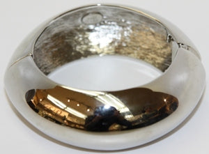 Polished Rhodium Hinged Bangle