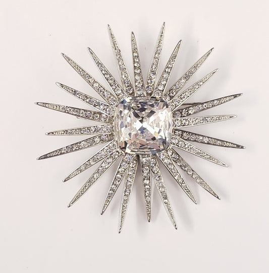 2 3-4" Silver Crystal Starburst Pin