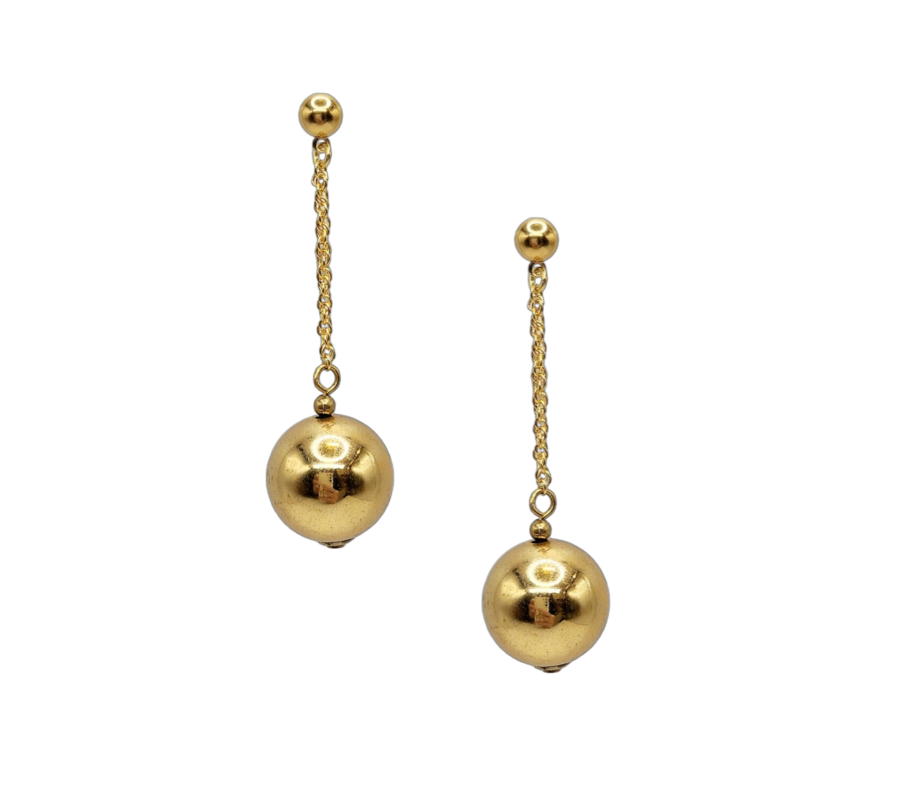 Gold Ball Drop Post Earring