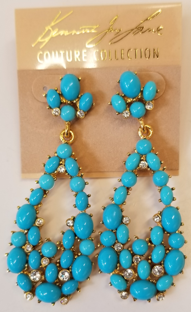 Turquoise Cabochons Open Teardrop Pierced Earring