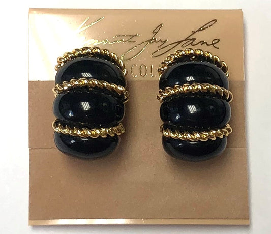 Gold Black Wrapped Shrimp Clip Earring