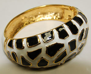 Black And White Enamel Animal Print Bracelet