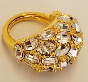 Gold and Crystal Stone Cluster Ring