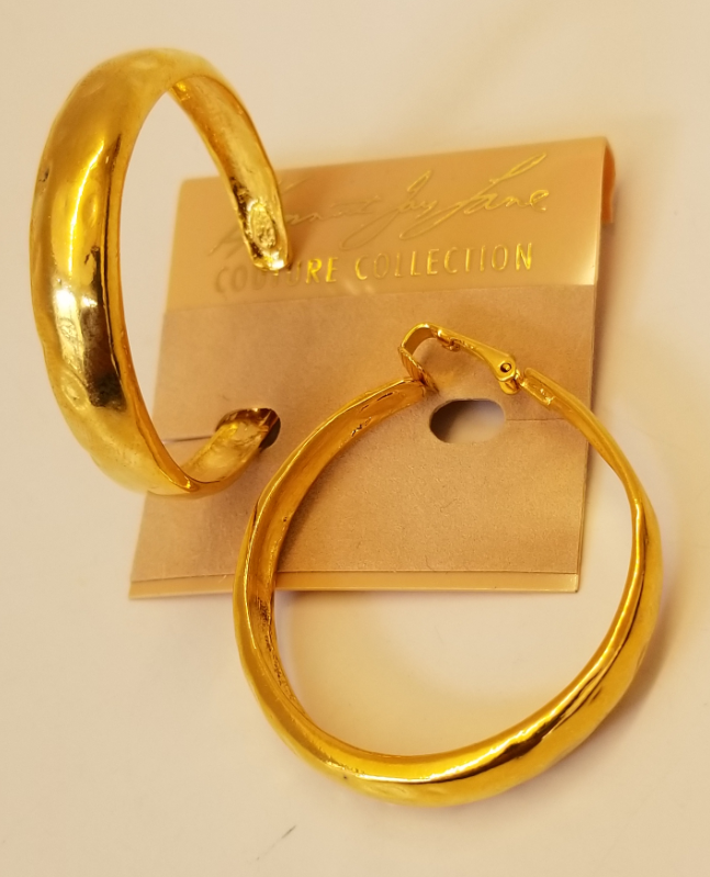 Polished Gold Large Tapered Hoop Earring