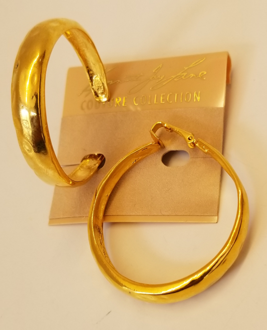 Polished Gold Large Tapered Hoop Earring