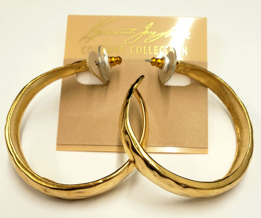 satin gold large tapered hoop pierced ear
