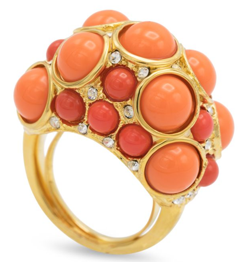 Two-tone Coral Cluster Ring