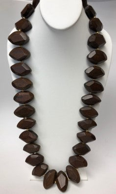 36" Dark Wood Nuggets Necklace