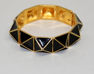 All Black Enamel Geometric Shape Bracelet