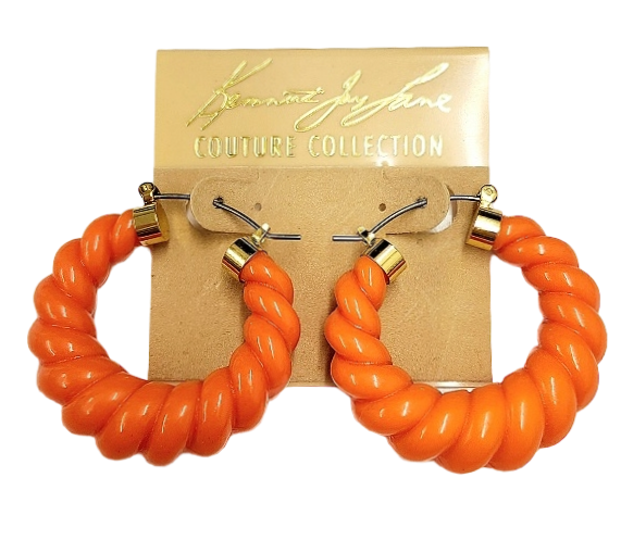 Coral Twist Resin Hoop Earring