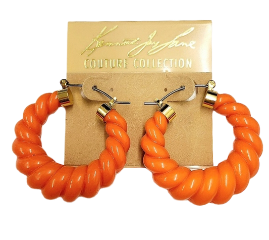 Coral Twist Resin Hoop Earring