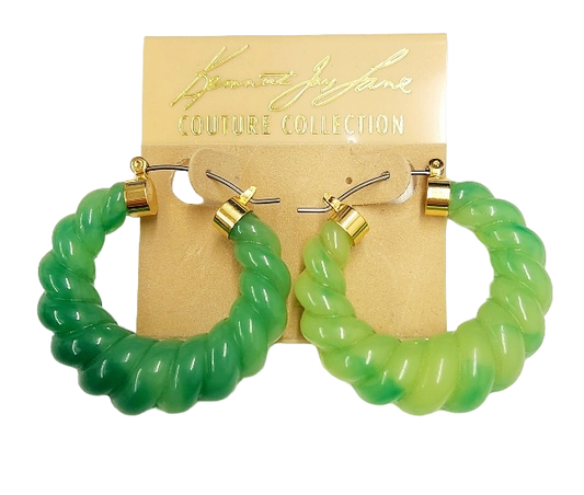 Jade Twist Resin Hoop Earring