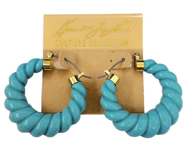 Turquoise Twist Resin Hoop Pierced Earring