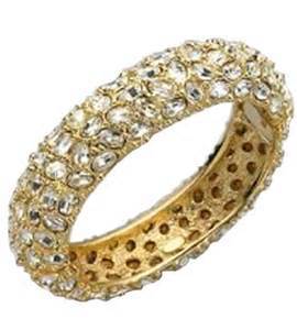 Gold-Crystal Pave Thin Hinged Bangle