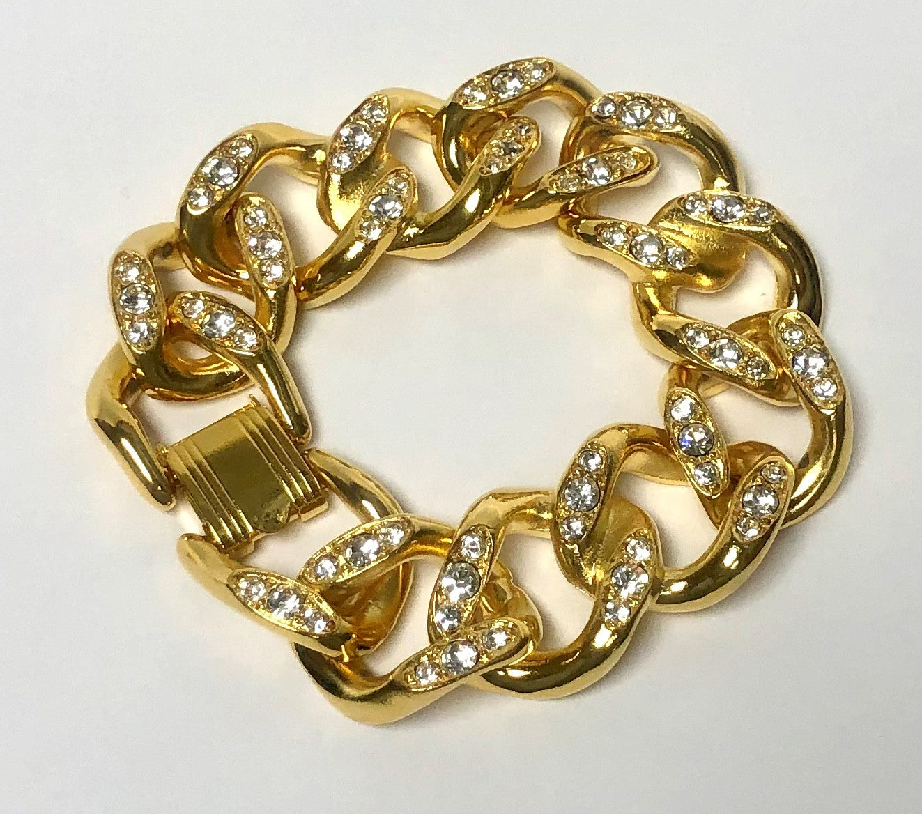 Gold With Crystals Link Bracelet