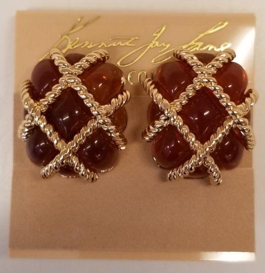 Gold Quilted Tortoise Clip Earring