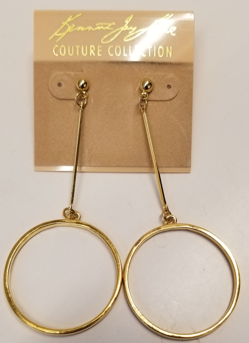 Gold Open Circle Short Drop Post Earring