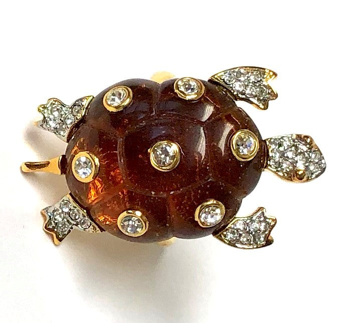 Tortoise and Crystal Dots Turtle Pin