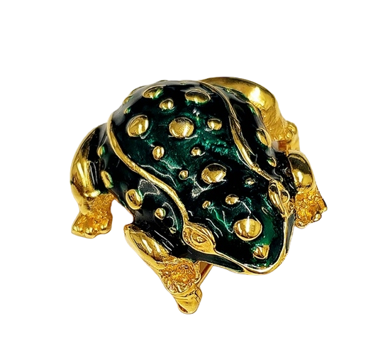 Gold Transparent Green Frog Pin