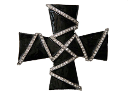 Black and Crystal Greek Cross Pin