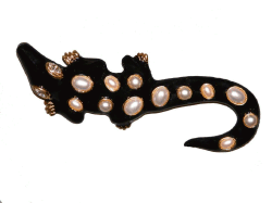 Black and Pearls Alligator Pin
