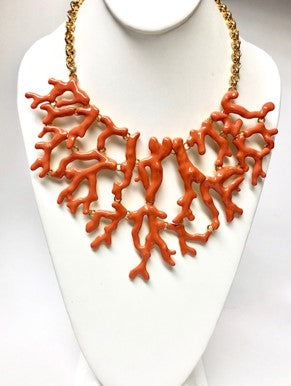 Light Coral Branch Bib Necklace