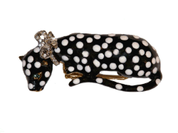 Black with White Dots Leopard Pin