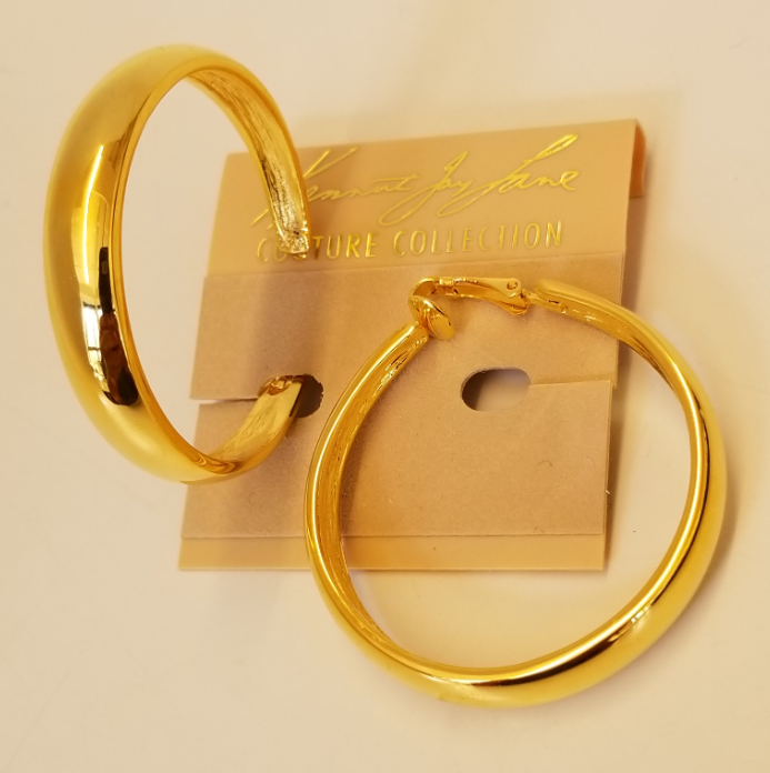 Polished Gold Large Tapered Hoop Earring