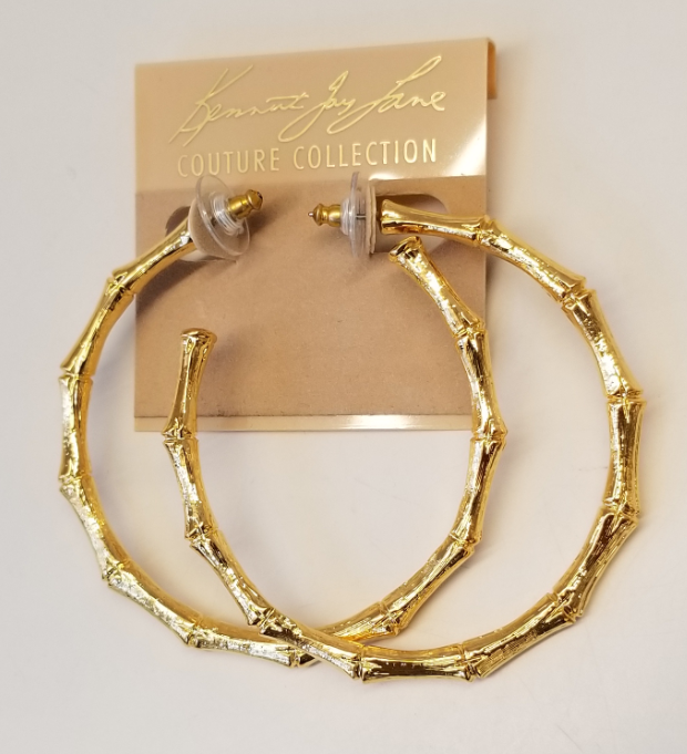 Satin Gold Bamboo Hoop Pierced Earring