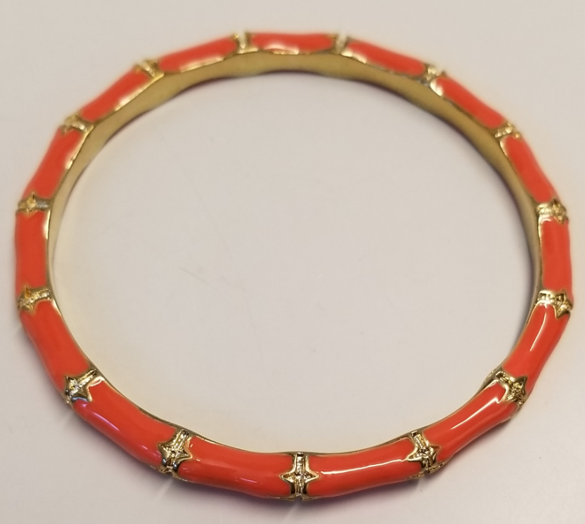 Dark Coral Enamel Bamboo Bangle