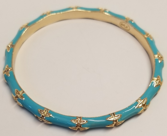 Turquoise Enamel Bamboo Bangle