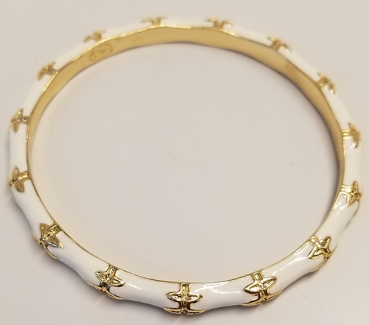 White Enamel Bamboo Bracelet