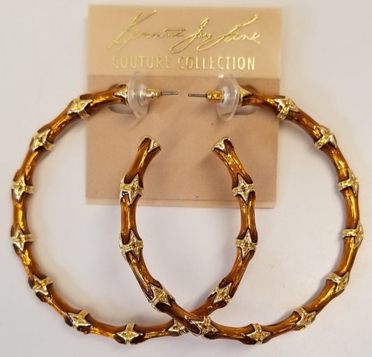 Large Brown Bamboo Hoop Pierced Earring