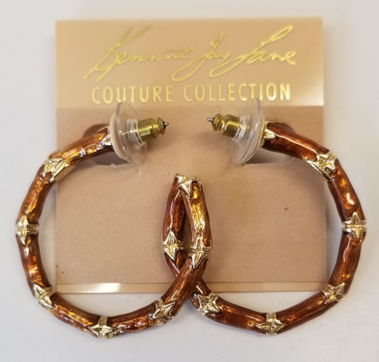 Transparent Brown Medium Bamboo Hoop Pierced Earring