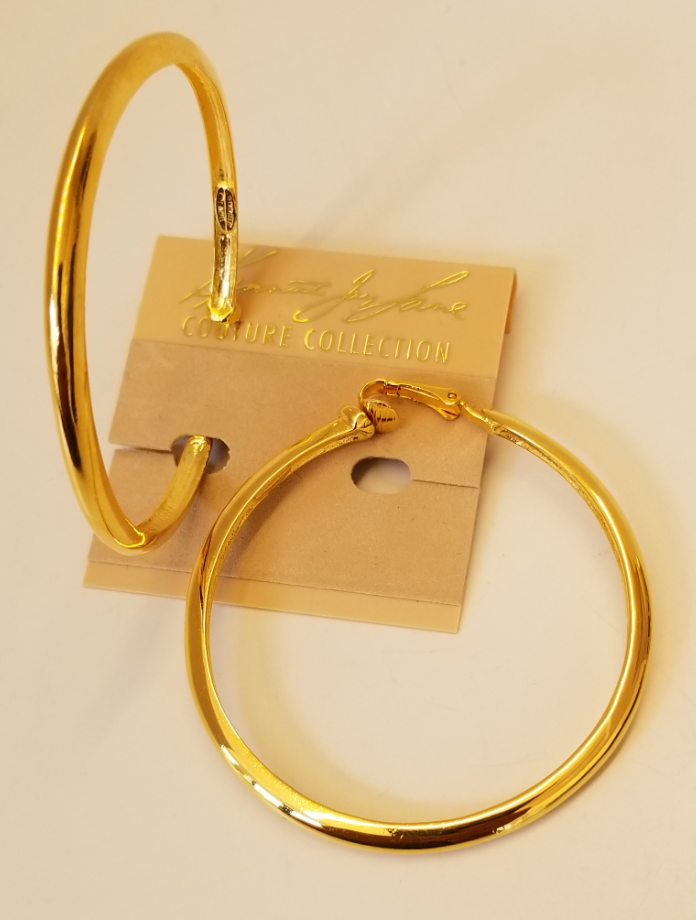 Polished Gold Clip Large Hoop Earring